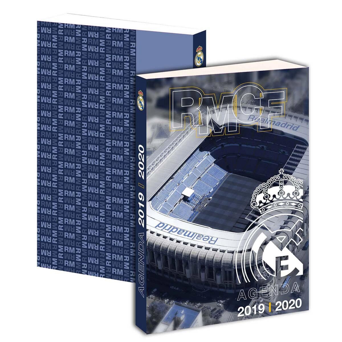  Agenda scolaire journalier garçon 12x17cm - couverture cartonnée souple - bleu marine photo stade Real Madrid 2019-2020
