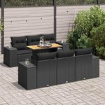 VIDAXL Salon de jardin 7 pcs avec coussins noir resine tressee