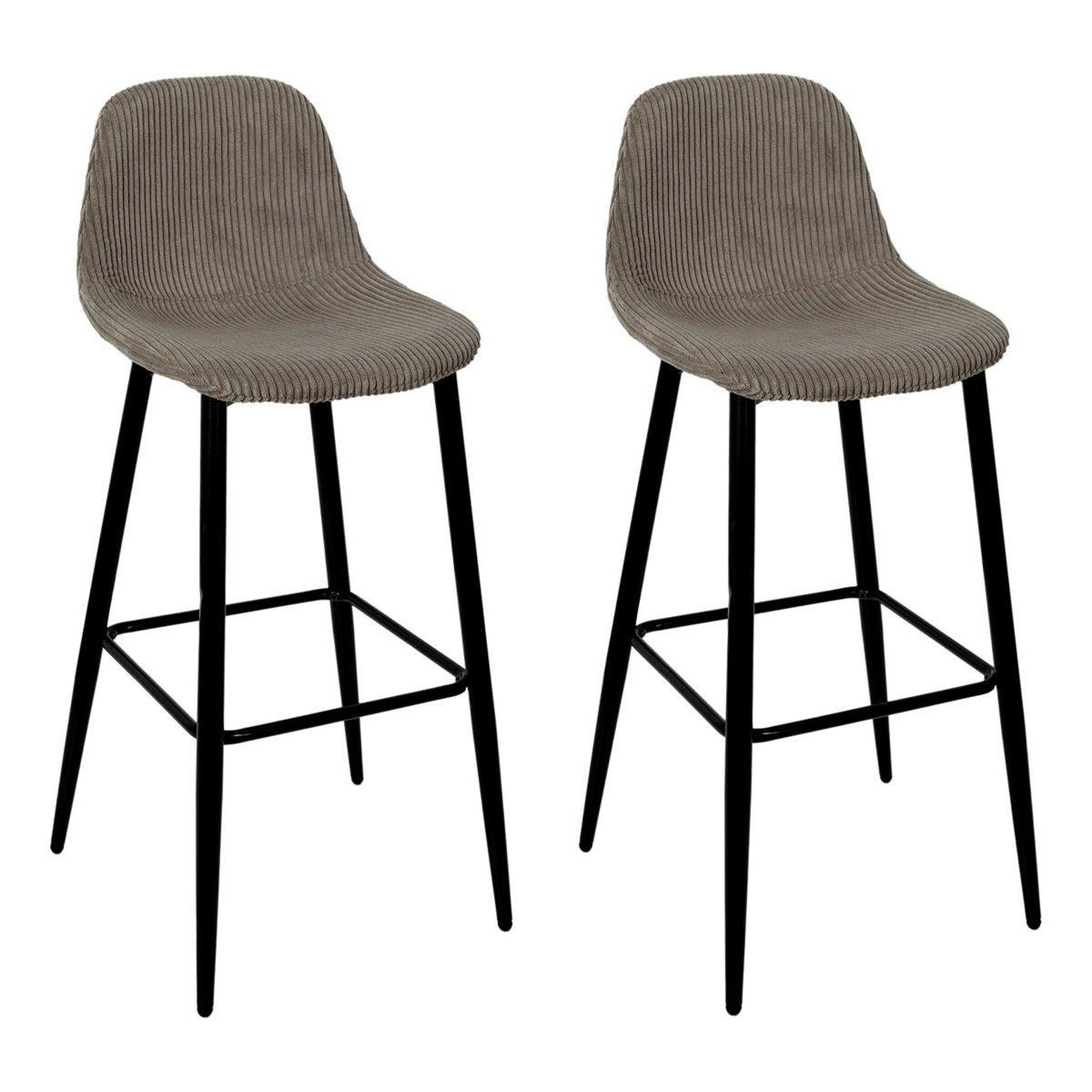 The Home Deco Factory Lot de 2 chaises de bar côtelé  scott  100cm taupe
