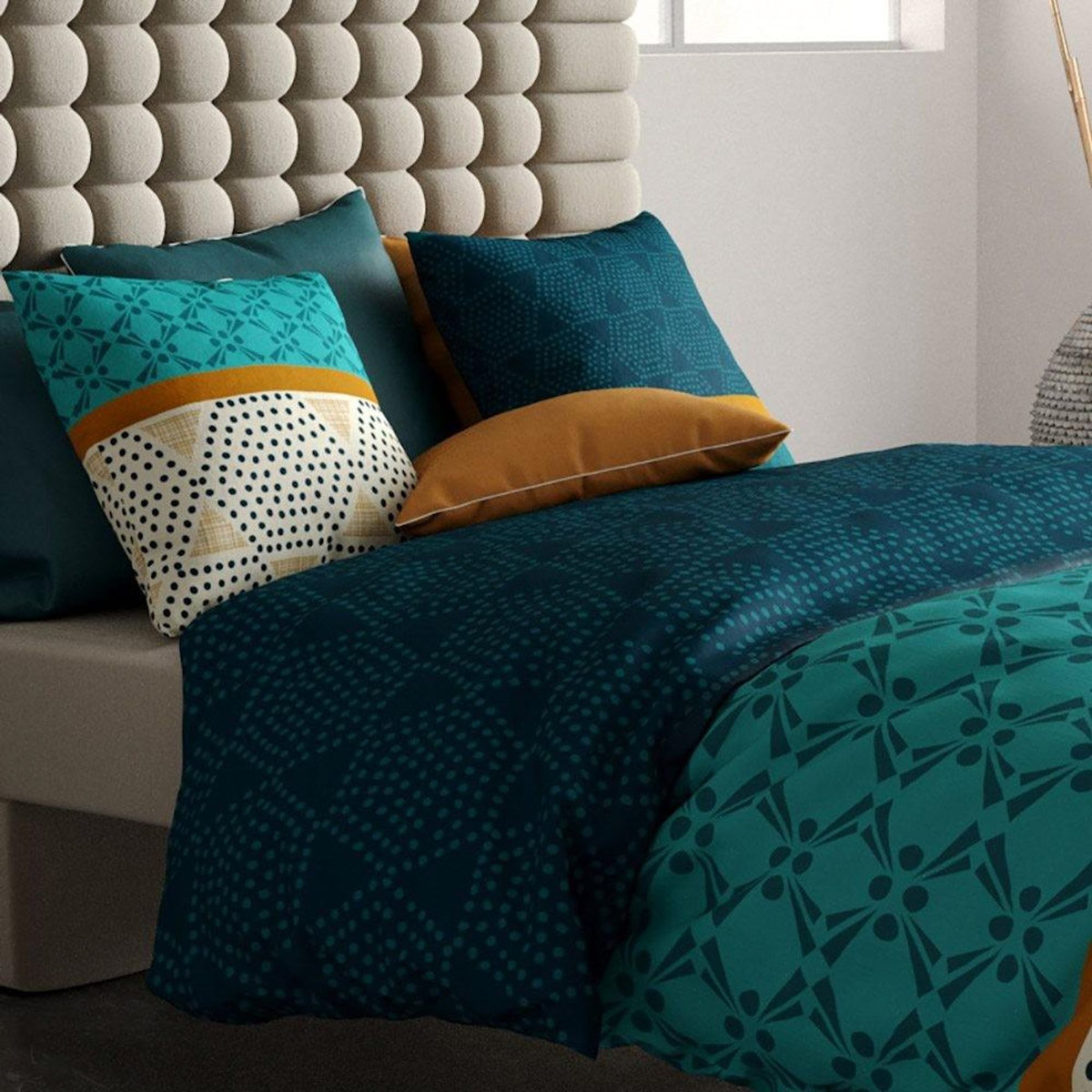 ATELIER DU COTON Housse de couette 260x240 + 2 taies coton 57 fils