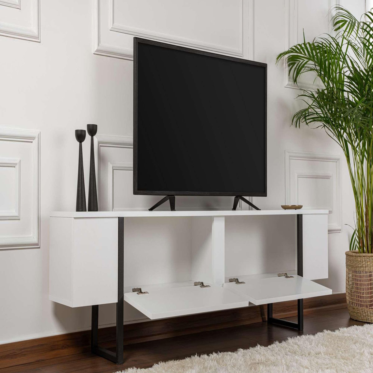Habitat et Jardin Meuble TV en bois  Serenity  180 x 30 x 45 cm - Blanc