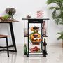 Voir la diapositive 2 : HOMCOM Chariot de service desserte de cuisine à roulettes multi-rangements 4 paniers métal tiroir + 4 range-bouteilles bois pin plateau carrelé