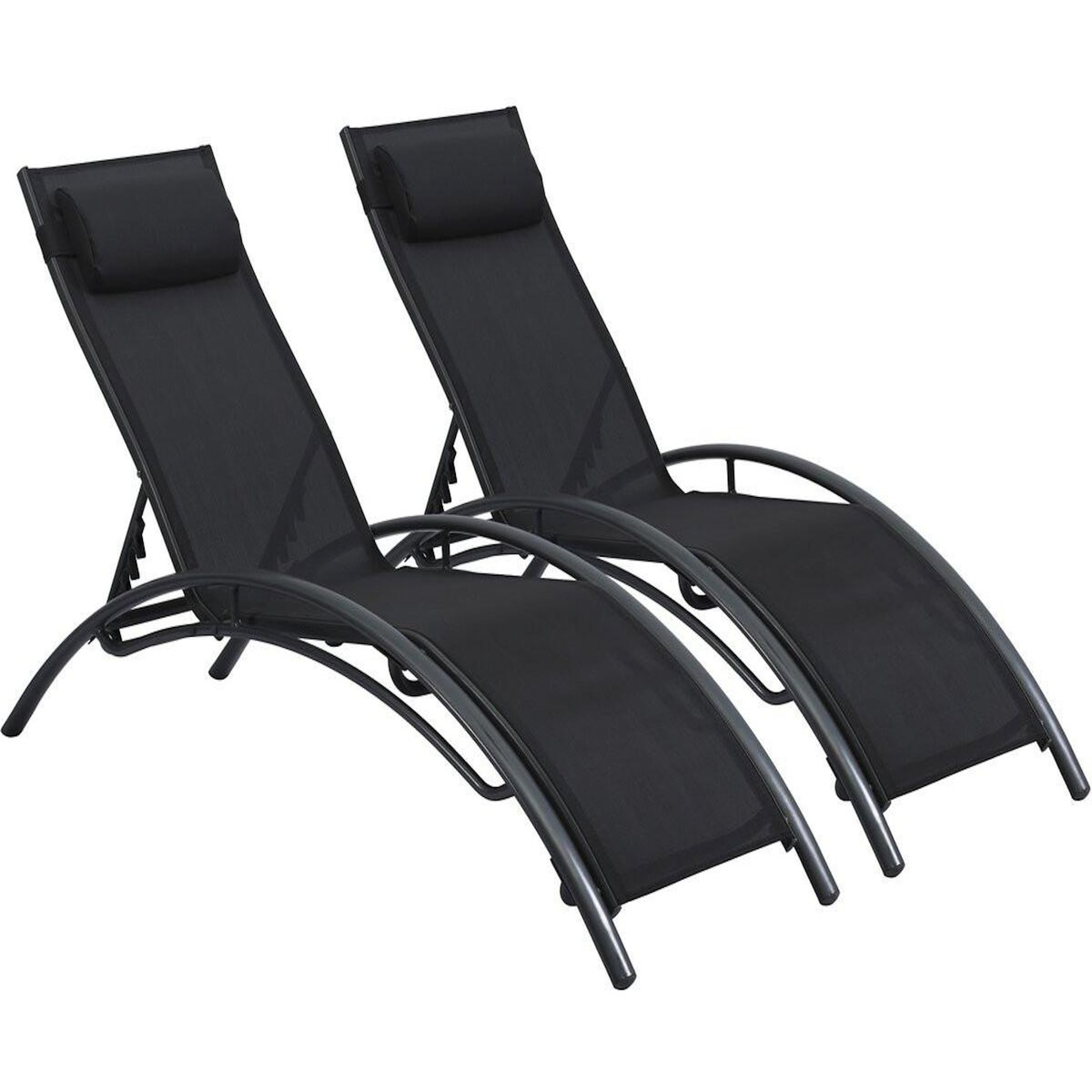 Habitat et Jardin Lot de 2 bains de soleil en aluminium Beauty  Phoenix  - Noir