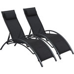 Habitat et Jardin Lot de 2 bains de soleil en aluminium Beauty  Phoenix  Noir