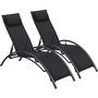 Voir la diapositive 1 : Habitat et Jardin Lot de 2 bains de soleil en aluminium Beauty  Phoenix  - Noir