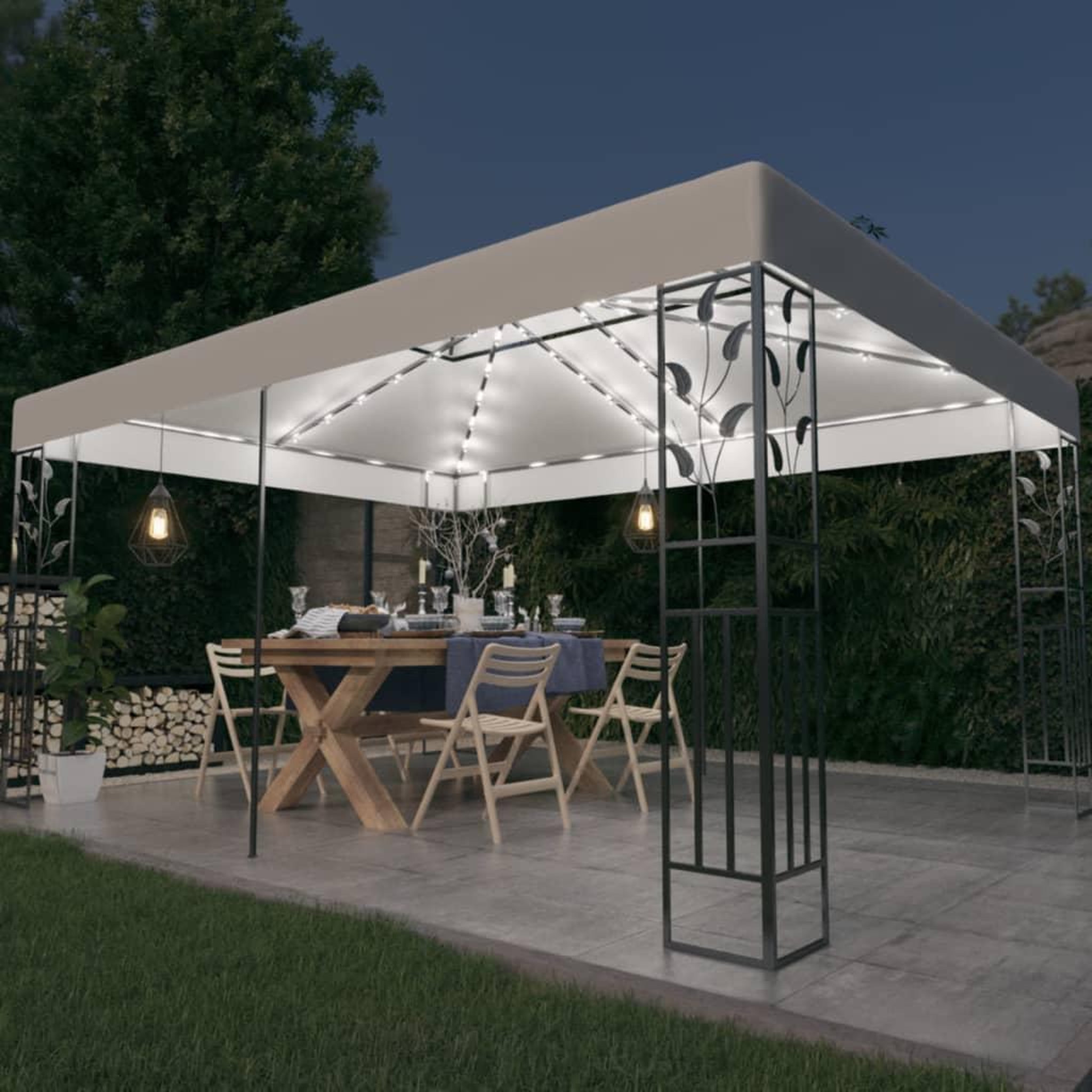 Voir la diapositive 1 : VIDAXL Tonnelle avec double toit et lumieres LED 3x4 m Blanc