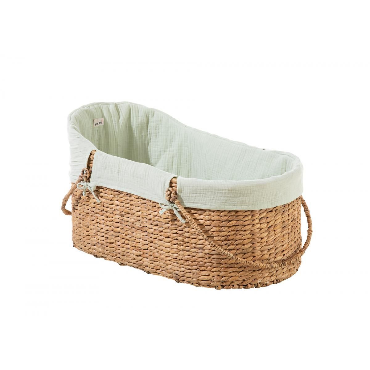 GEUTHER Panier de Moïse avec Pied en Tissu Pistache - Sécurité et Confort pour Bébé