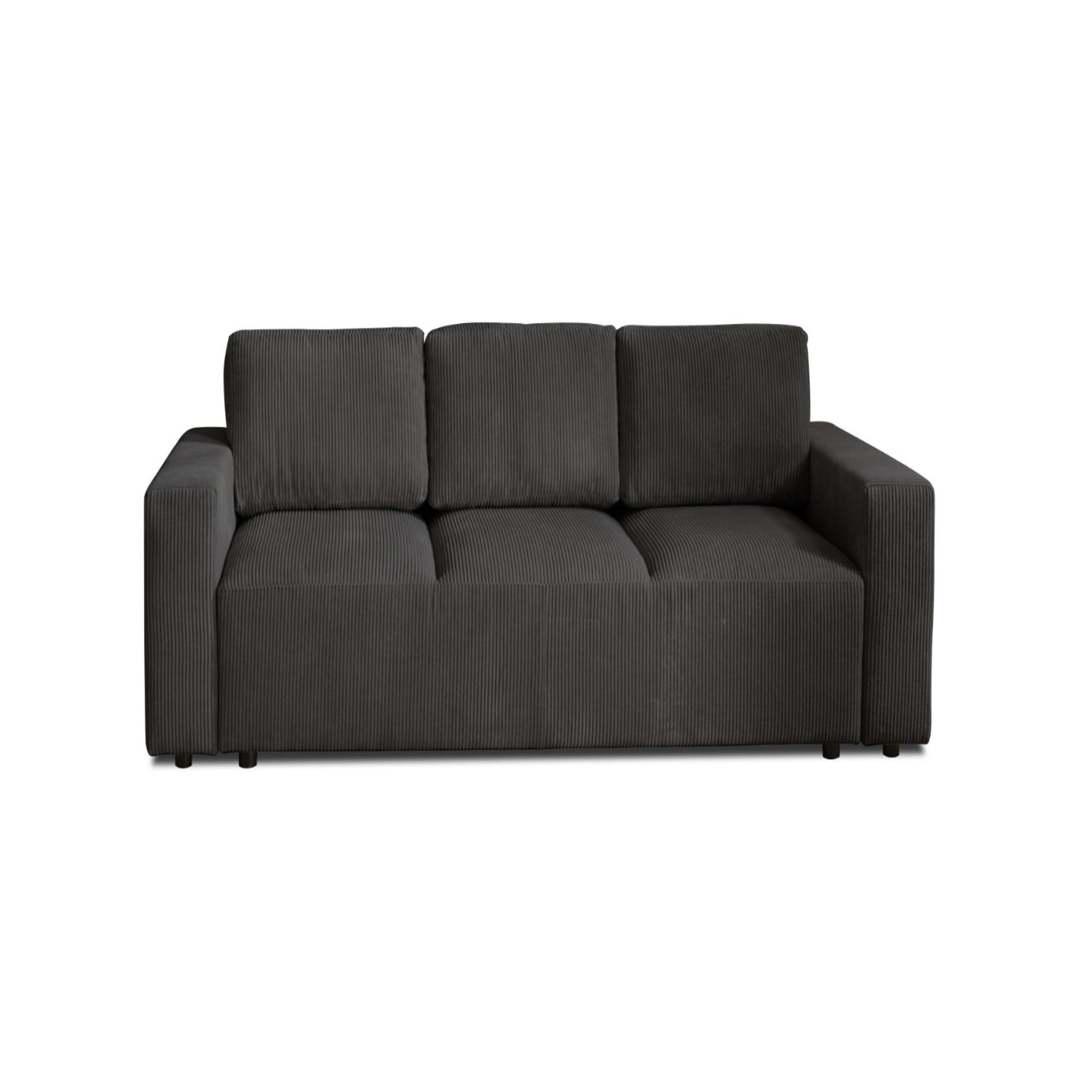 Voir la diapositive 1 : LISA DESIGN Livy - canapé droit convertible - avec coffre - en velours côtelé - 3 places