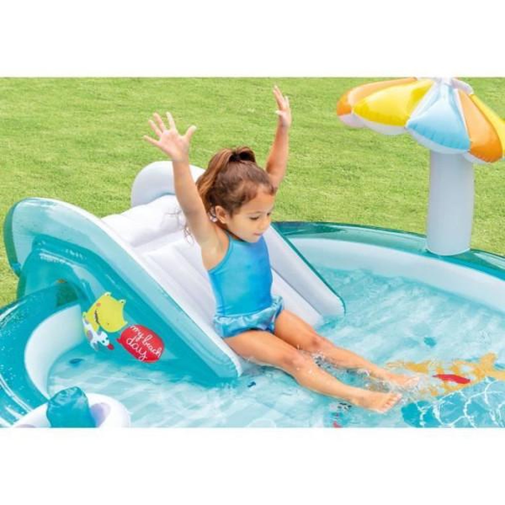 Voir la diapositive 4 : INTEX Aire de jeux gonflable - INTEX - Alligator - 160 Litres - 2 ans+ - 201 x 160 x 84 cm - Inclus : 1 bouée canard et un sceau gonf