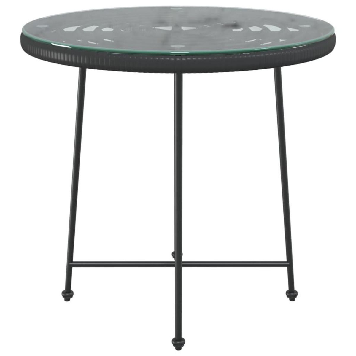 VIDAXL Table de salle a manger Noir Ø80 cm Verre trempe et acier