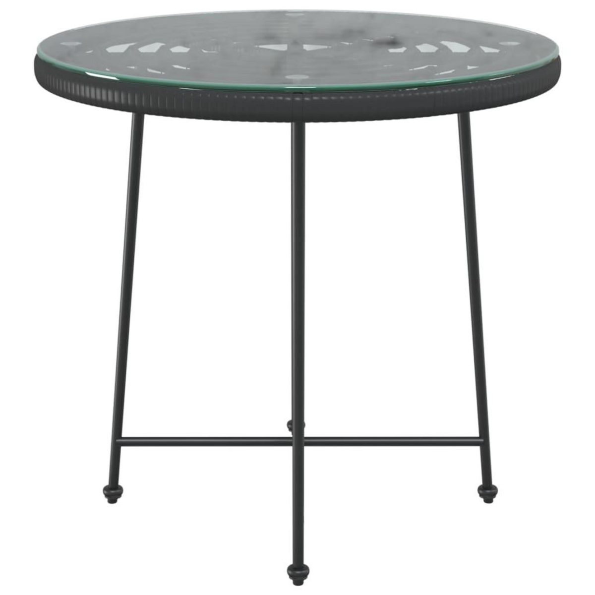 VIDAXL Table de salle a manger Noir Ø80 cm Verre trempe et acier