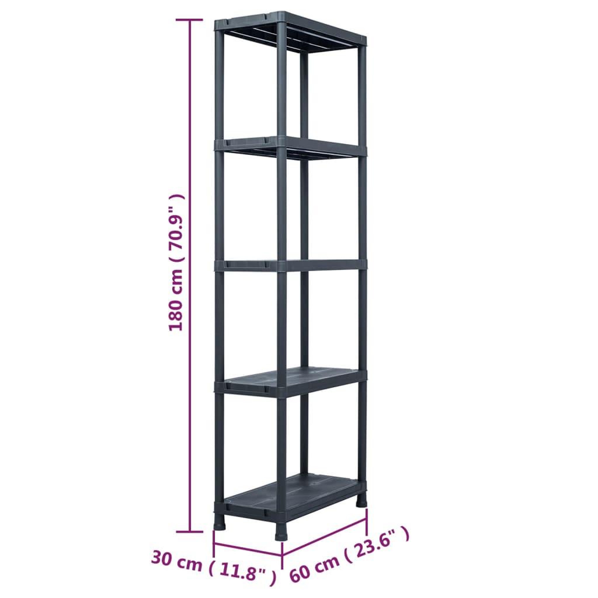 Voir la diapositive 6 : VIDAXL Etagere de rangement Noir 125 kg 60x30x180 cm Plastique