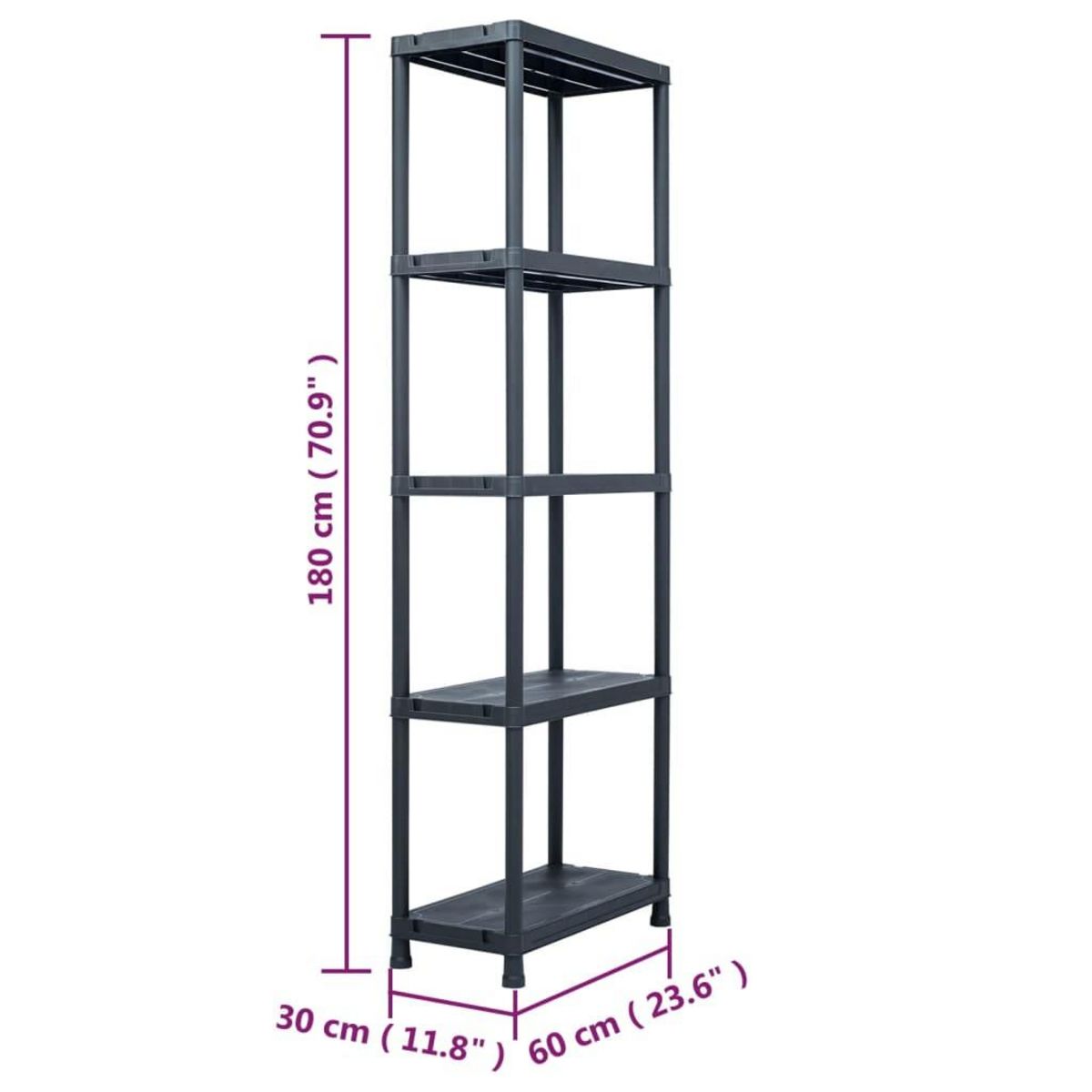 VIDAXL Etagere de rangement Noir 125 kg 60x30x180 cm Plastique