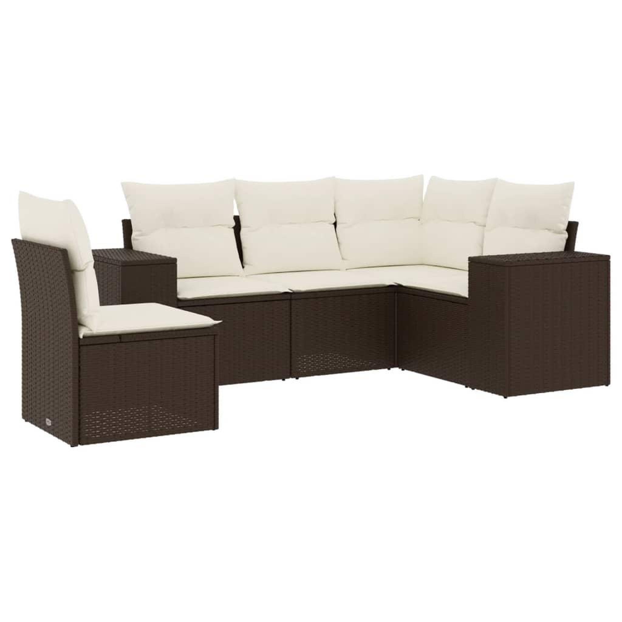 Voir la diapositive 2 : VIDAXL Salon de jardin avec coussins 5 pcs marron resine tressee