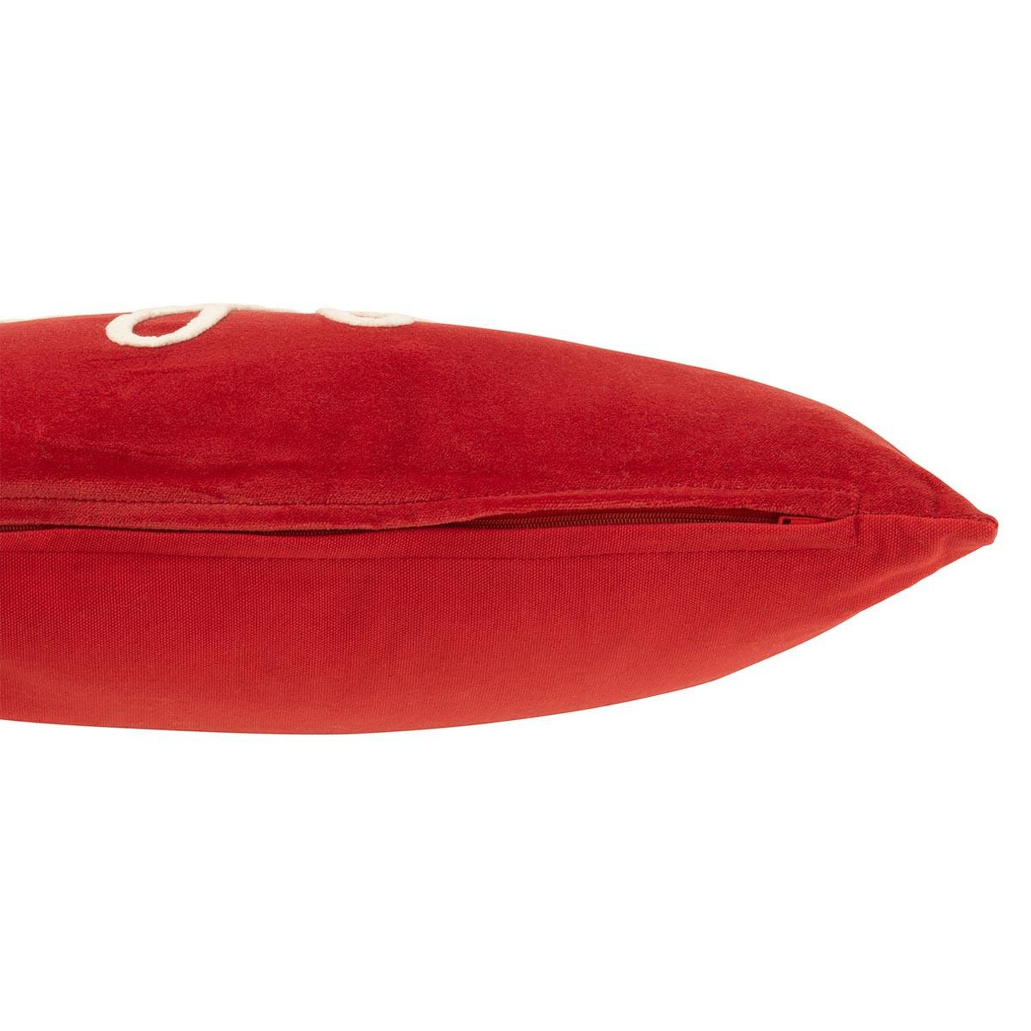 Voir la diapositive 3 : J-LINE Coussin déco en velours  joyful  30x45cm rouge