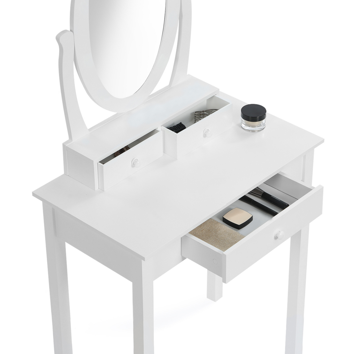 ID MARKET Coiffeuse BETTY avec miroir et tabouret