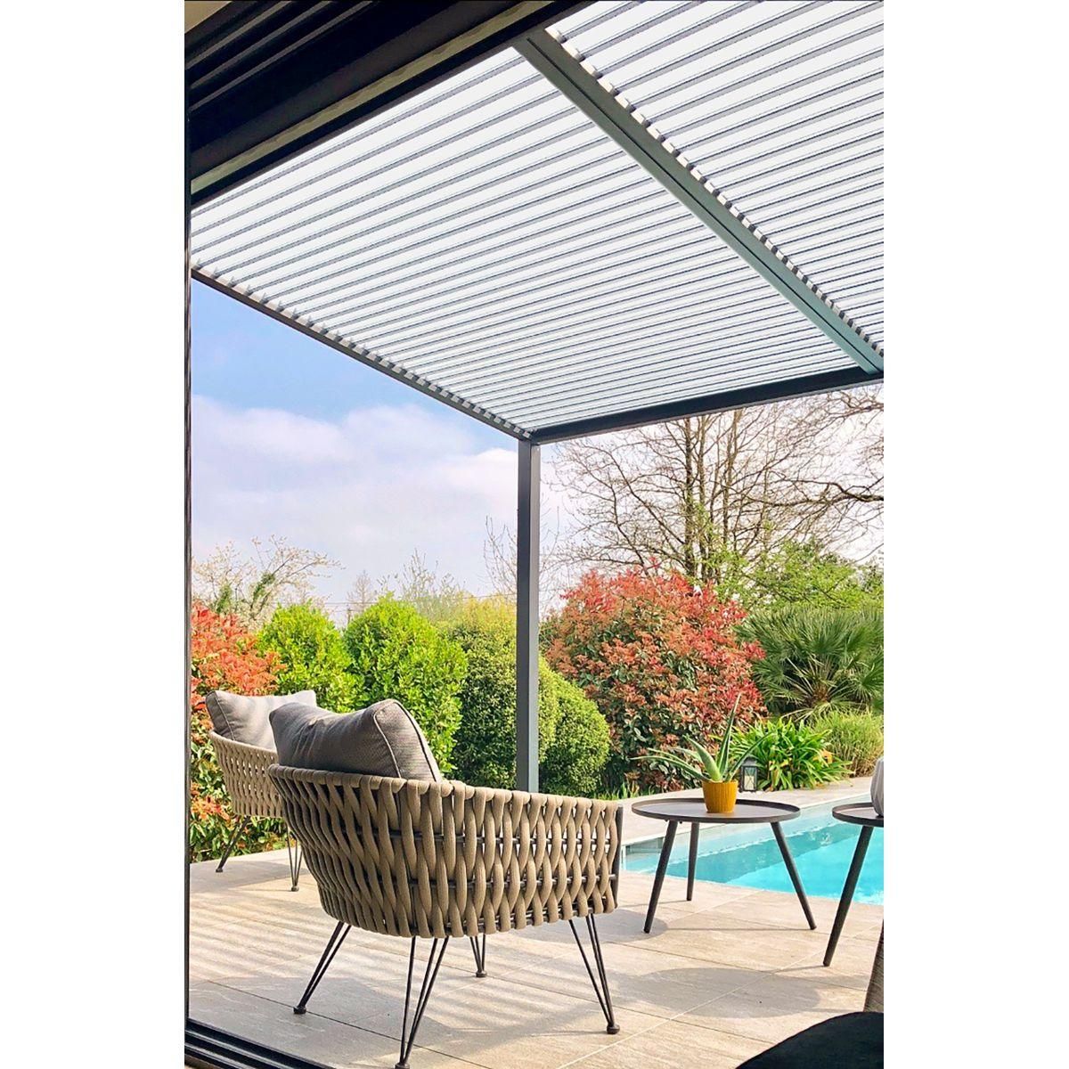 DCB GARDEN Pergola bioclimatique - Autoportée - Aluminium gris anthracite - 3-1x4m - TRAMONTO