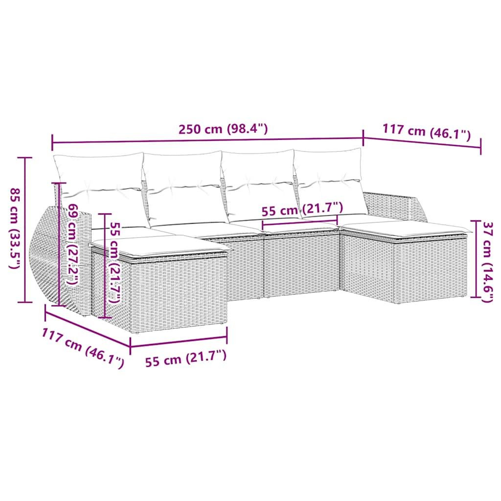 Voir la diapositive 6 : VIDAXL Salon de jardin 6 pcs avec coussins gris clair resine tressee
