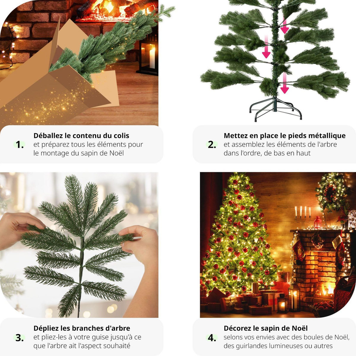tectake Sapin de Noël artificiel 180 cm vert vert