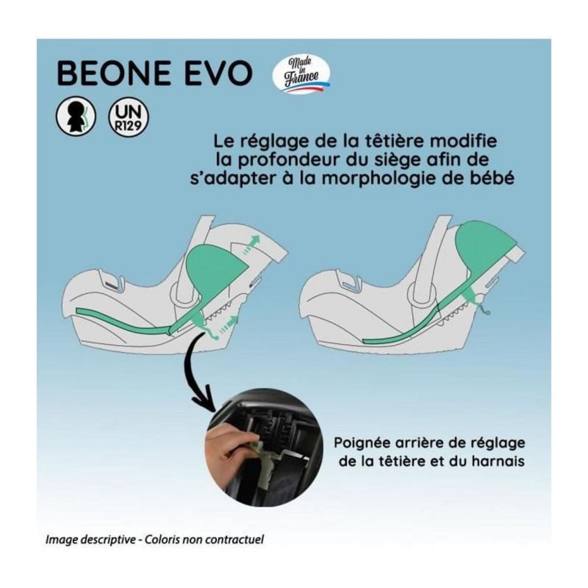 NANIA Poussette combinée 3 en 1 NANIA GIULIA + Siege auto BEONE EVO R129 40-85 cm - Nacelle de 0 a 6 mois