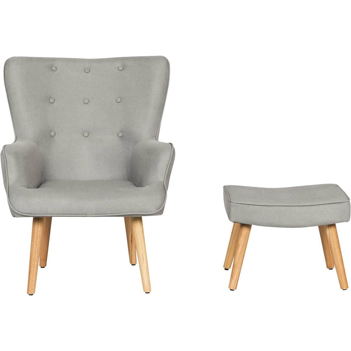 Habitat et Jardin Fauteuil style scandinave en tissu  Odense  - 1 place - Gris clair