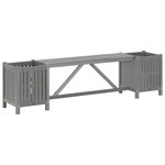 VIDAXL Banc de jardin avec 2 jardinieres 150 cm bois d'acacia gris