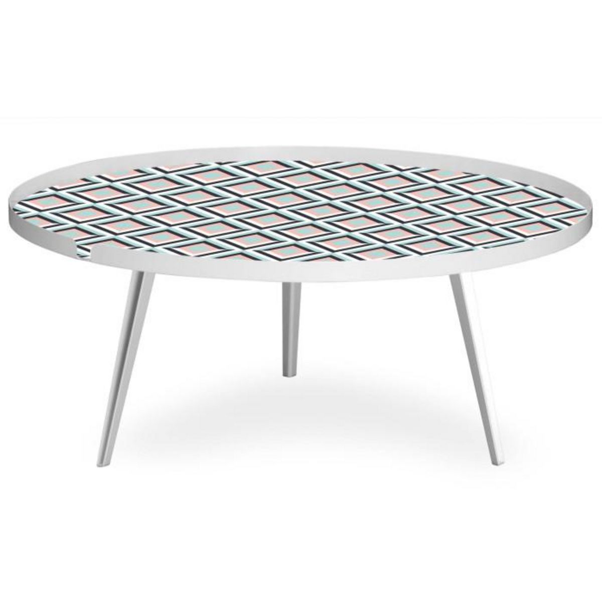 Paris Prix Table Basse à Rebord 1 Cover  Losanges  90cm Blanc