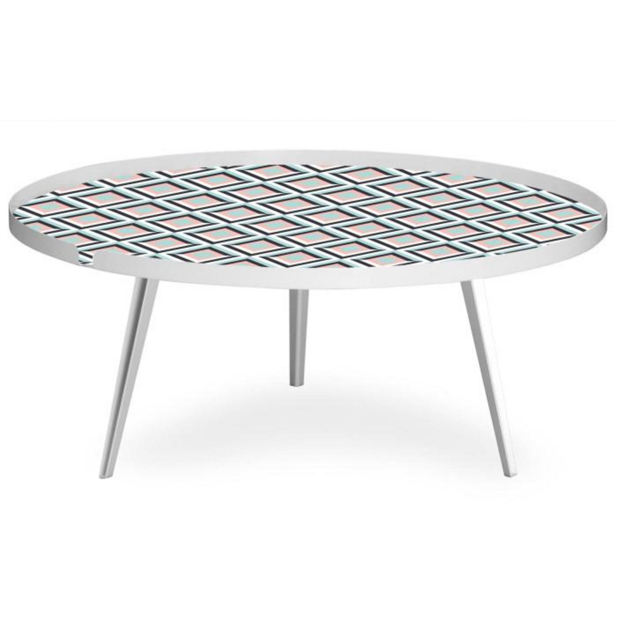 Paris Prix Table Basse à Rebord 1 Cover  Losanges  90cm Blanc