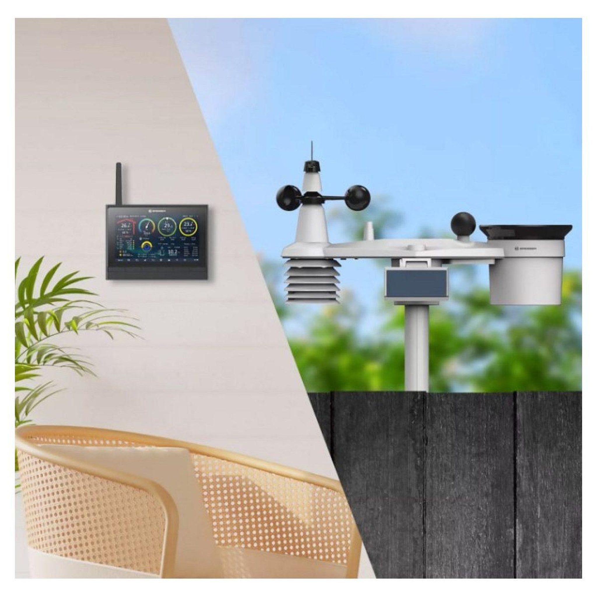 Voir la diapositive 2 : Bresser Station météo  meteochamp hd wi-fi 9-en-1