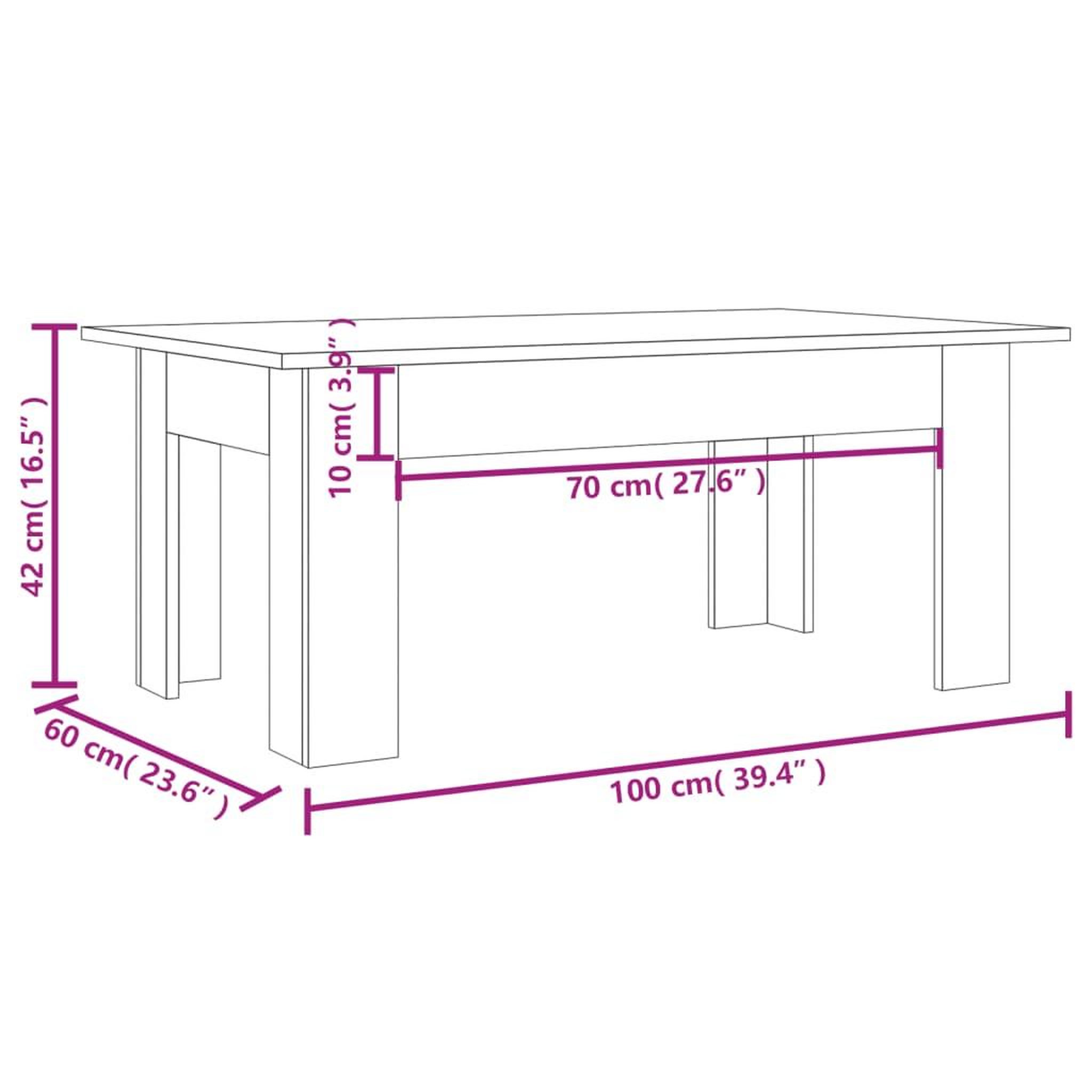 Voir la diapositive 6 : VIDAXL Table basse Chene marron 100x60x42 cm Bois d'ingenierie