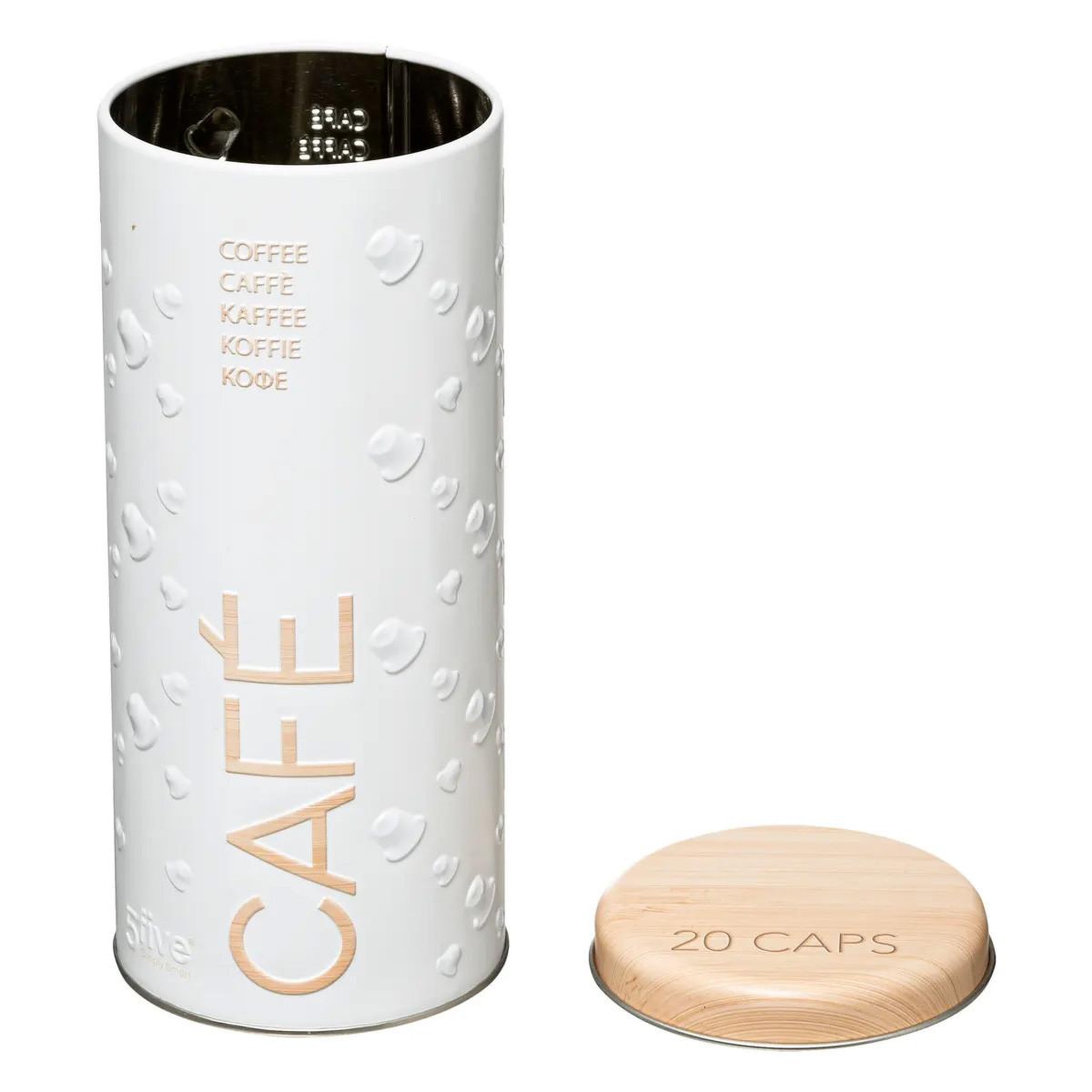 Voir la diapositive 2 : FIVE Boîte à Capsules de Café  Scandi  17cm Blanc