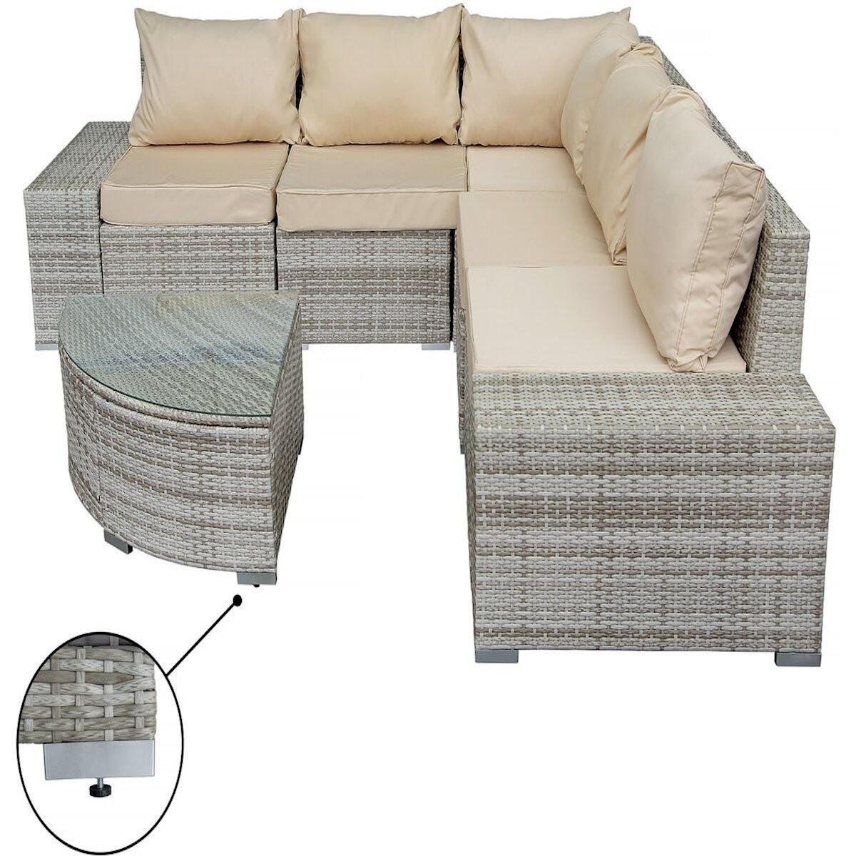 Habitat et Jardin Salon de jardin en résine tressée  Milo  - 5 places - Gris