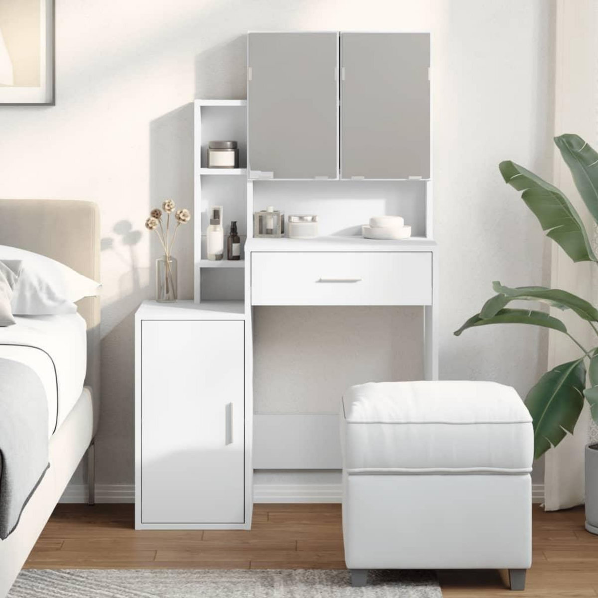 VIDAXL Coiffeuse avec armoire blanc 80x35x132 cm