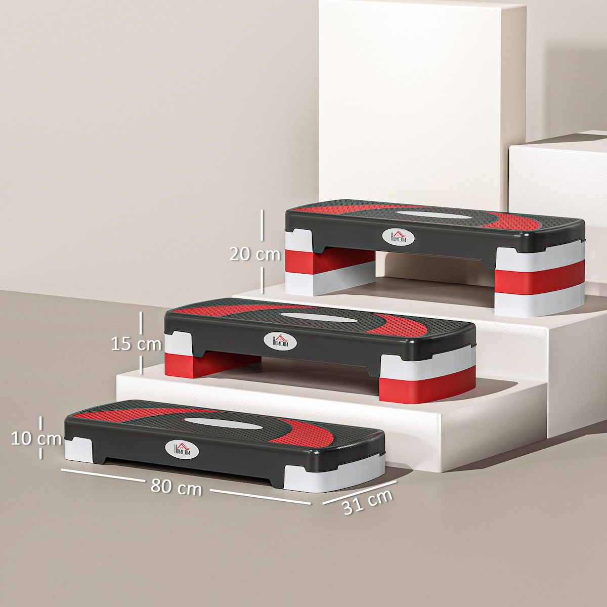 HOMCOM Stepper fitness aerobic - collaboration Aosom.fr x FFHandball - hauteur reglable surface antiderapante - noir gris