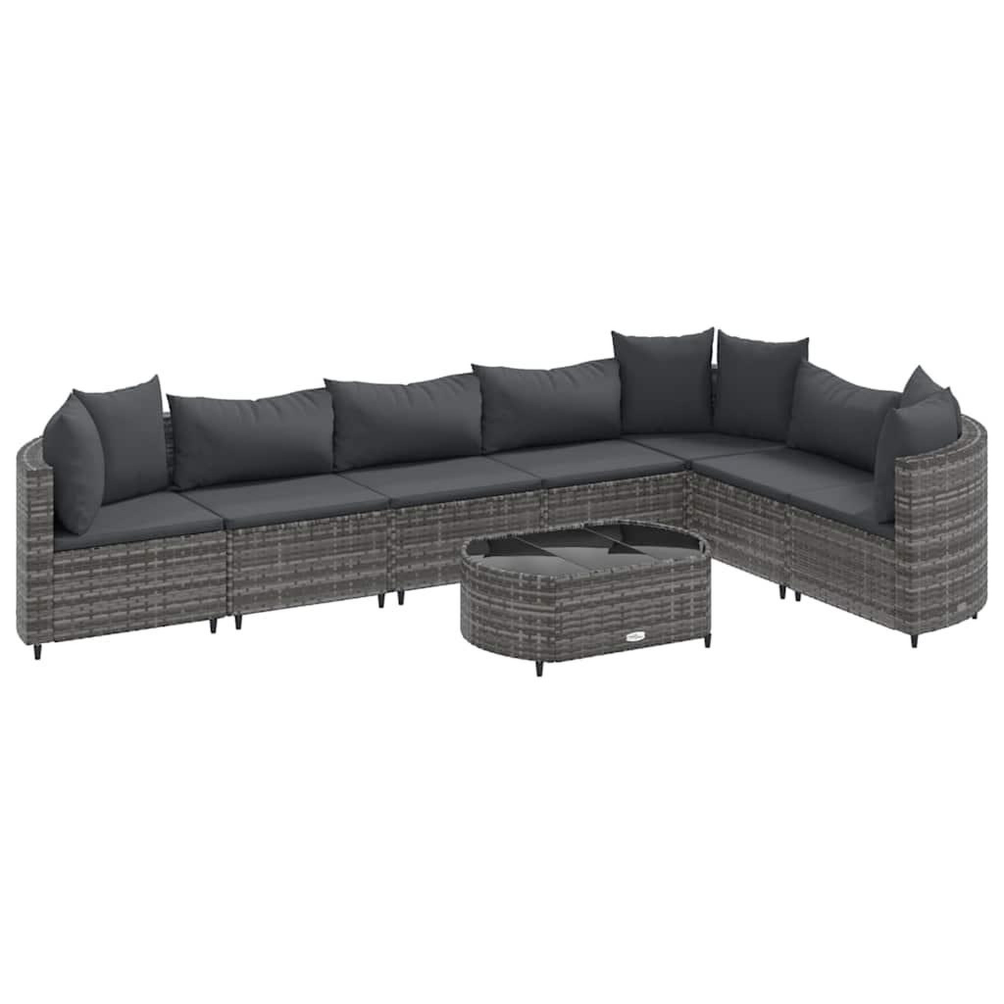 Voir la diapositive 2 : VIDAXL Salon de jardin 8 pcs avec coussins gris resine tressee