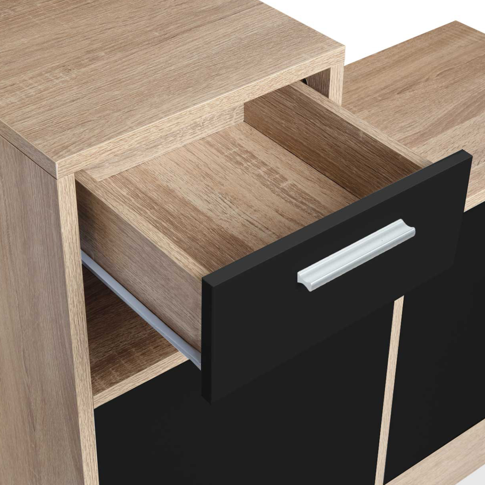 Voir la diapositive 5 : ID MARKET Vestiaire d'entrée avec miroir PAULIN design hêtre portes noires