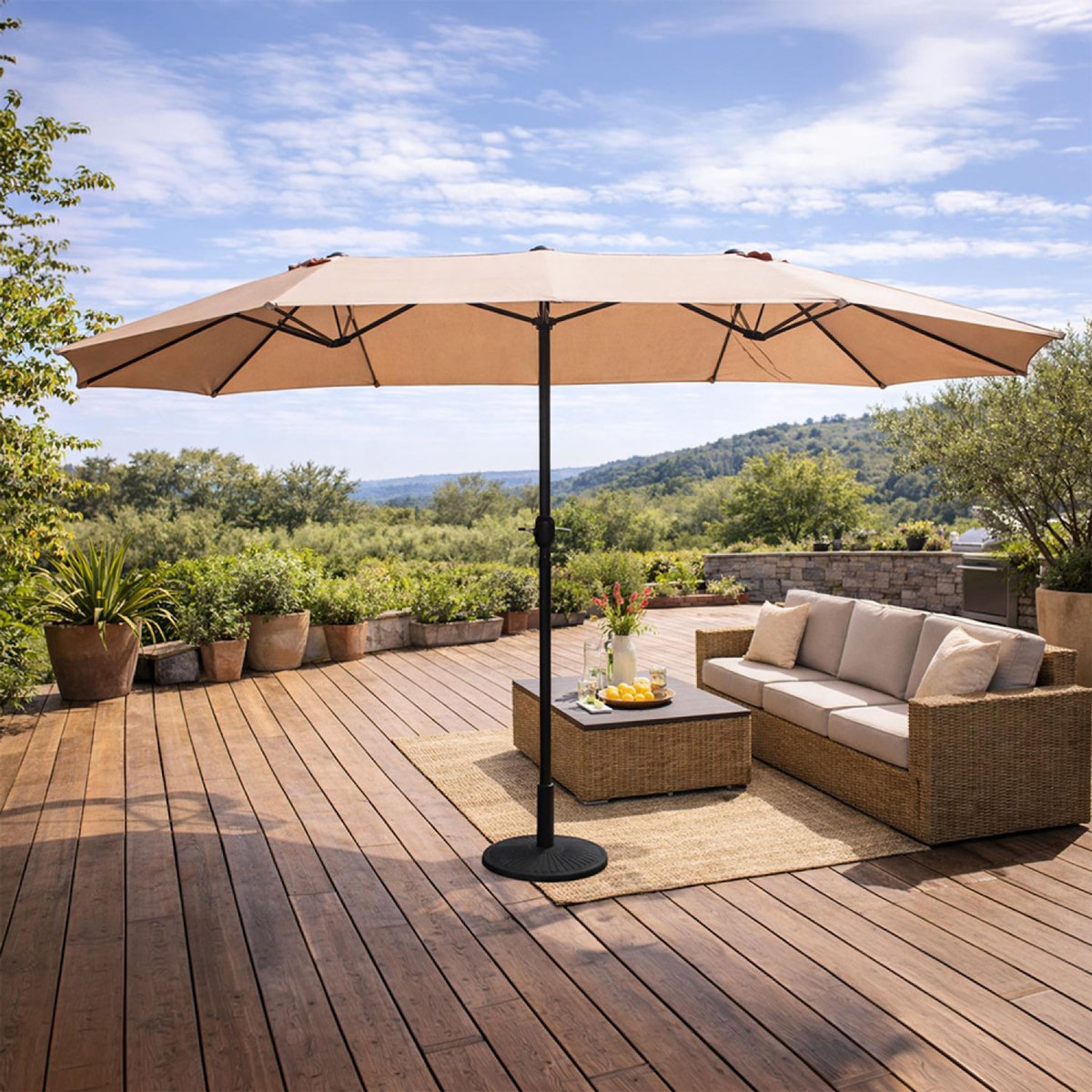 CONCEPT USINE Parasol rectangulaire double 2,7x4,6m taupe VENICE