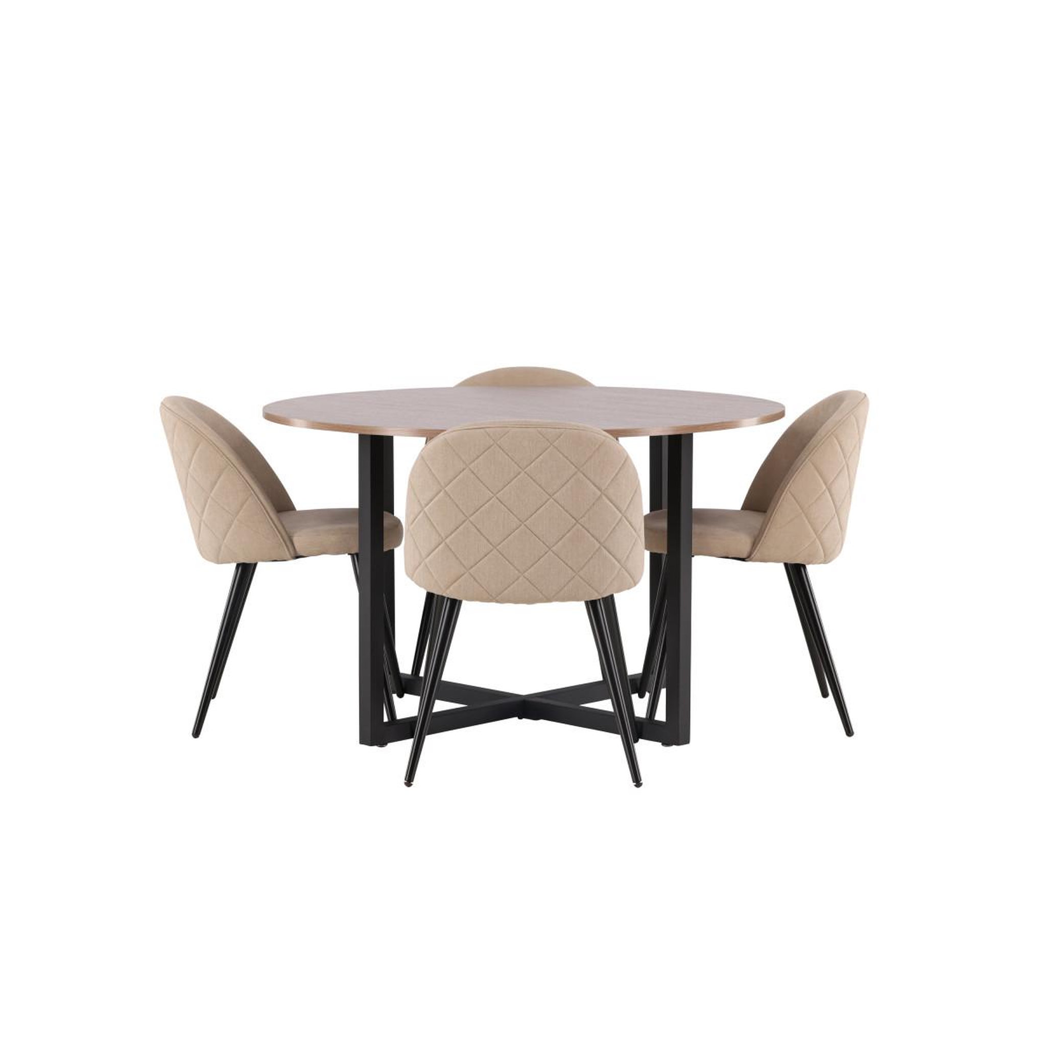 Voir la diapositive 2 : Paris Prix Ensemble table à manger & 4 chaises  durango & velvet  120cm noyer & beige