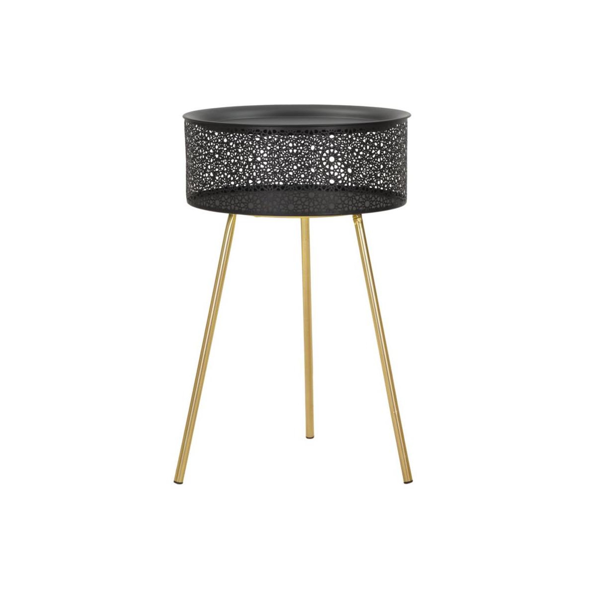 Paris Prix Table d'appoint avec rangement  blacky  65cm noir & or