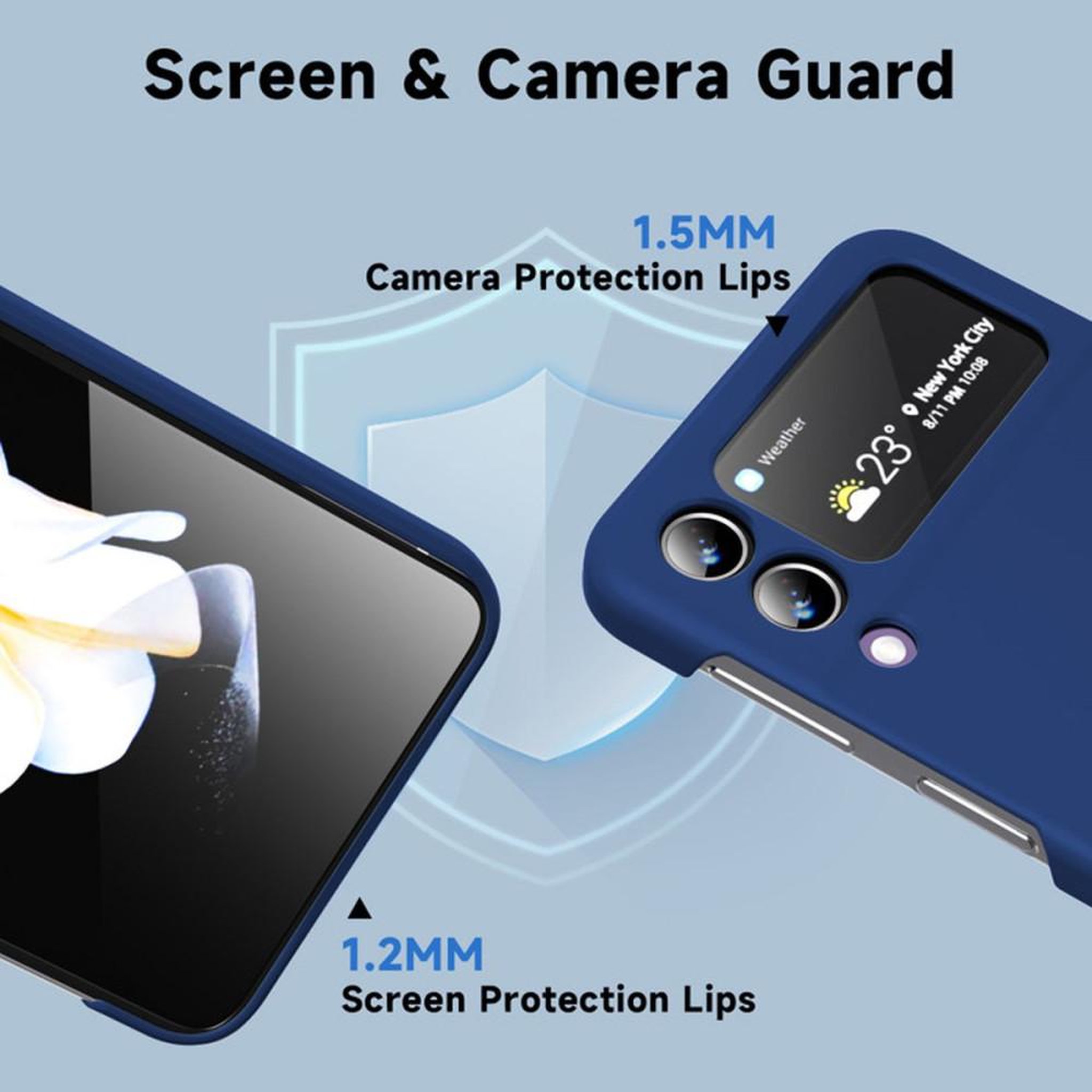 Voir la diapositive 4 : Coque de protection magnétique ultra-fine matte pour Samsung Galaxy Z Flip 3, bleue, anti-rayures et anti-chocs, recharge sans fil compatible
