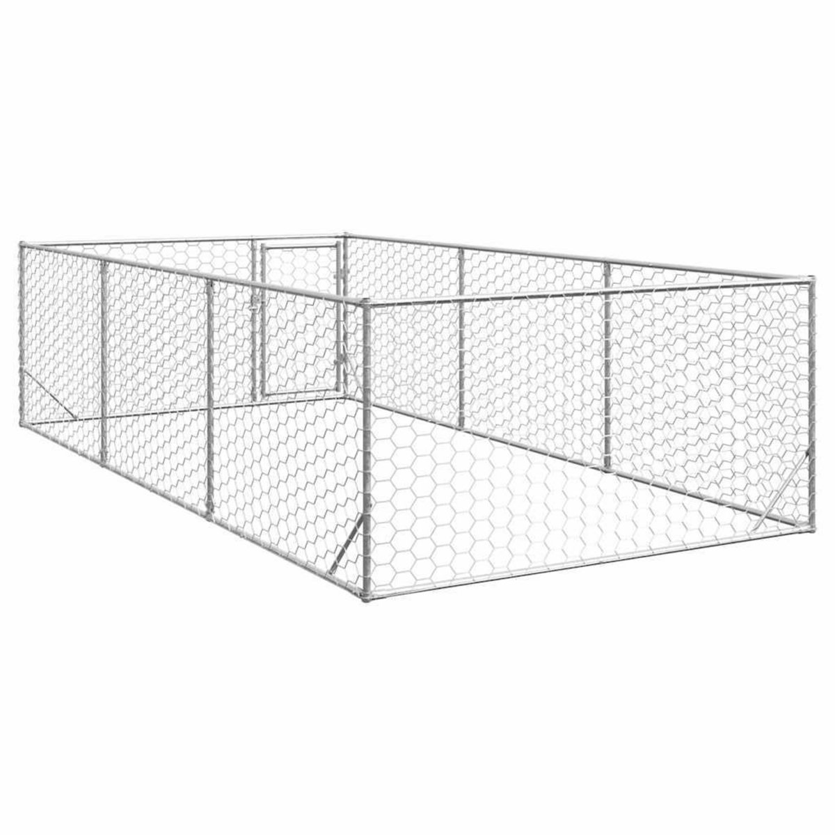 VIDAXL Chenil d'exterieur pour chiens porte 2x4x1 m acier galvanise