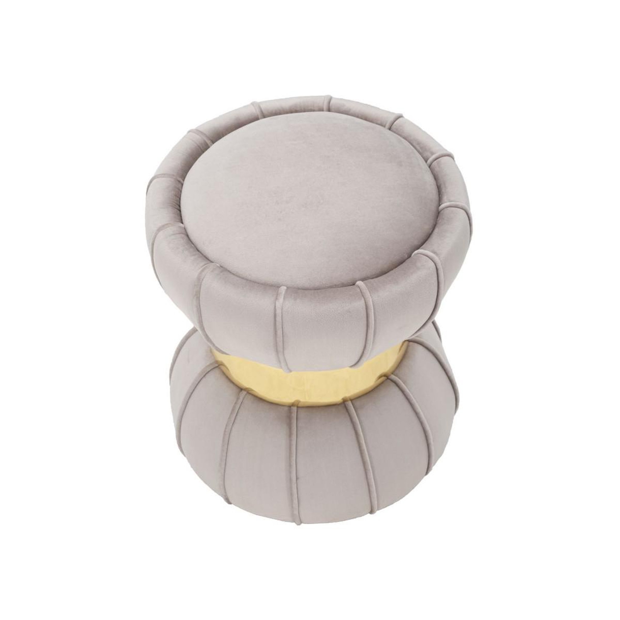 Voir la diapositive 2 : Paris Prix Pouf design en velours  flower  44cm gris & or
