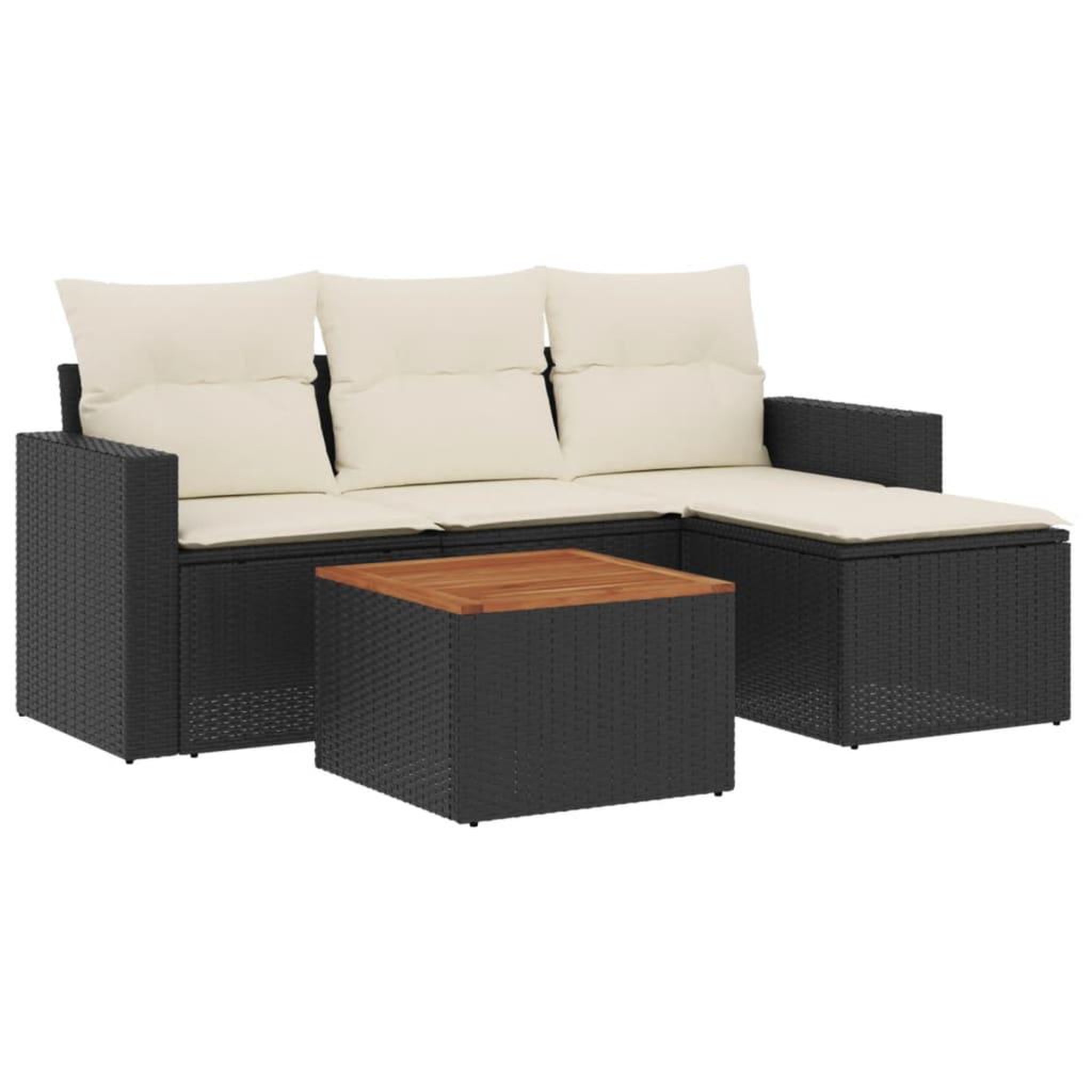Voir la diapositive 2 : VIDAXL Salon de jardin 5 pcs avec coussins noir resine tressee