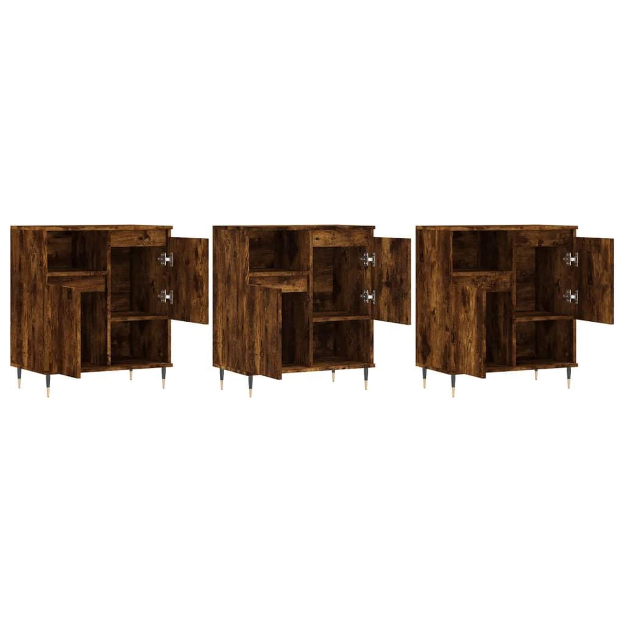 Voir la diapositive 4 : VIDAXL Buffets 3 pcs Chene fume Bois d'ingenierie