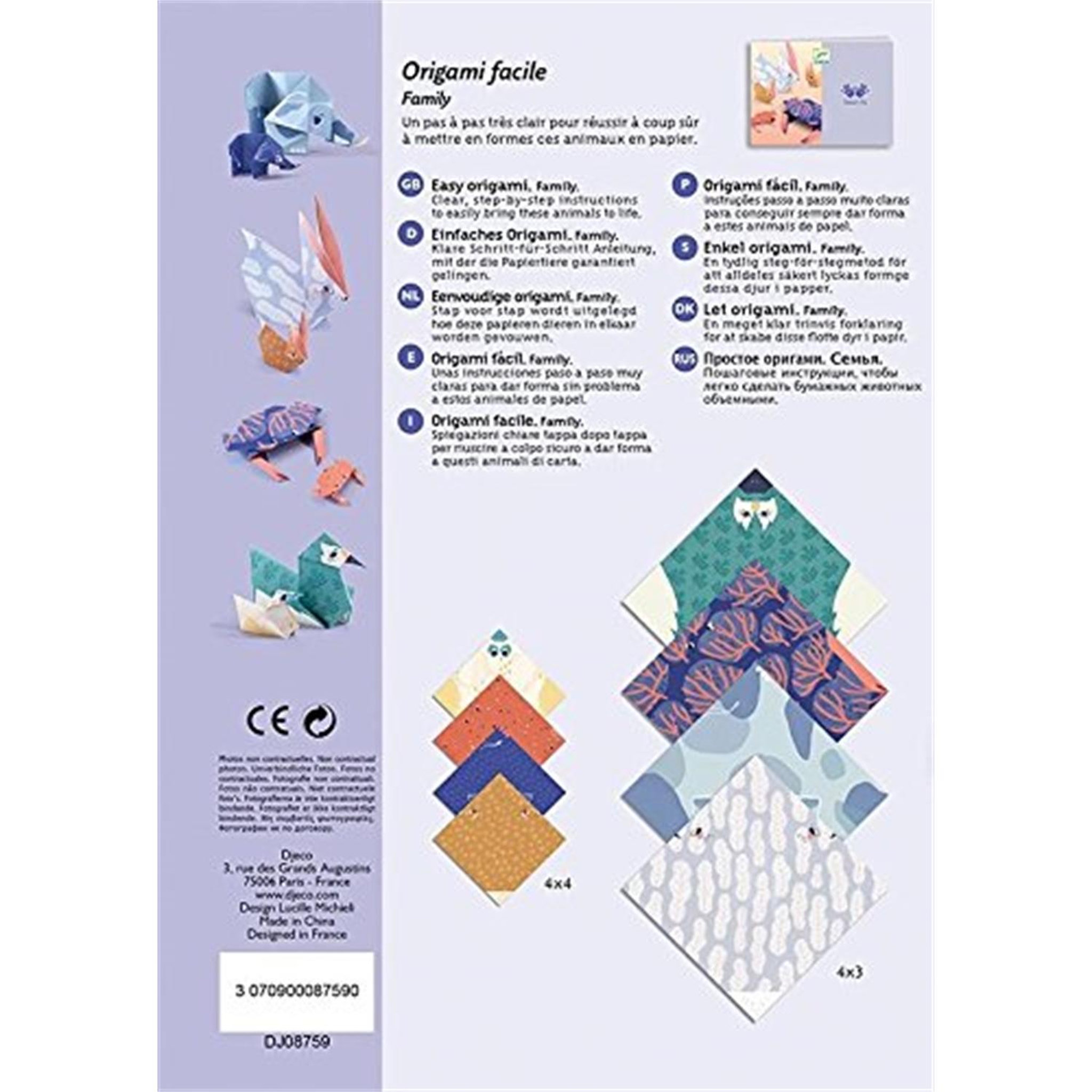 Voir la diapositive 3 : Djeco Pochette Origami Family Animaux