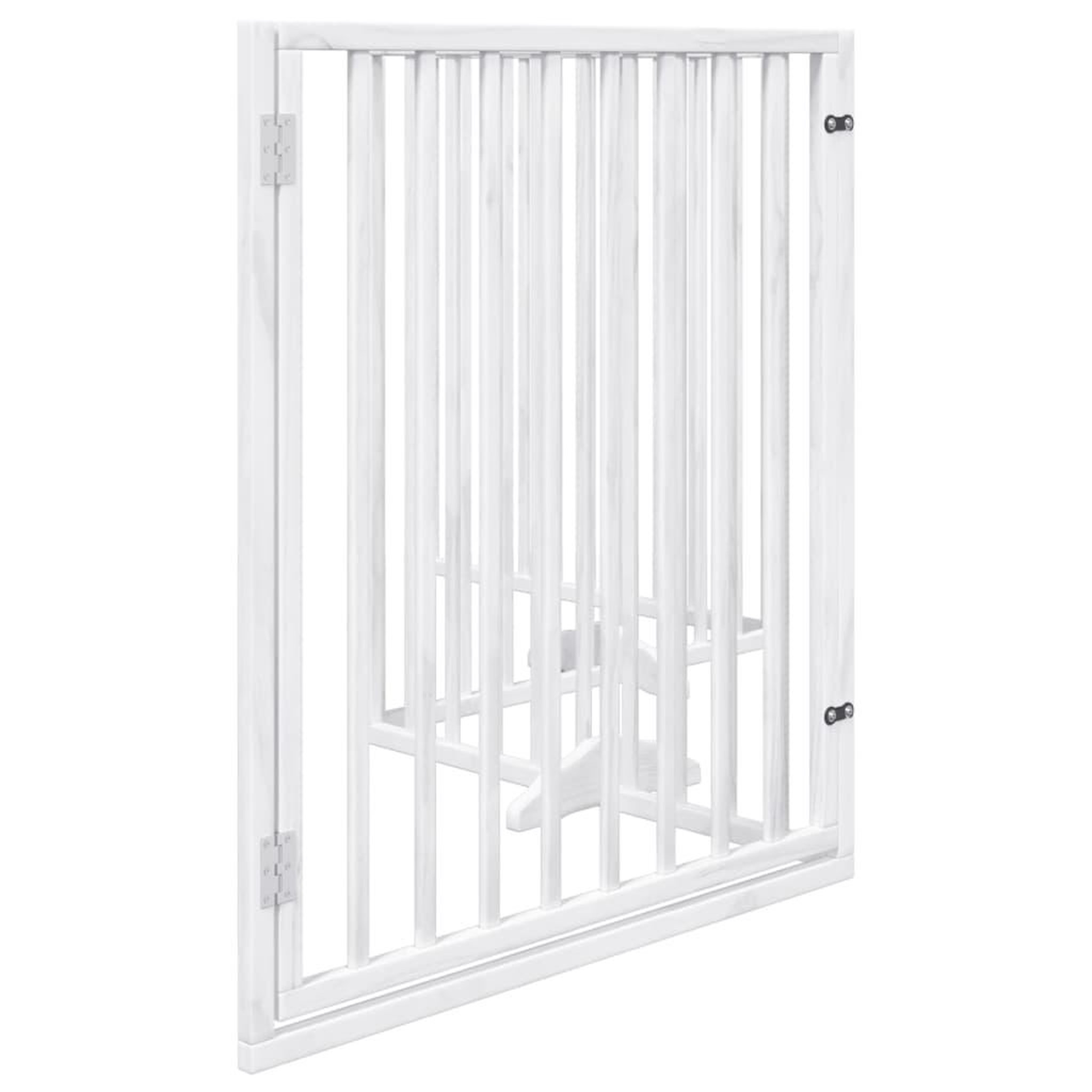 Voir la diapositive 5 : VIDAXL Barriere pour chiens et porte 4 panneaux blanc bois de peuplier