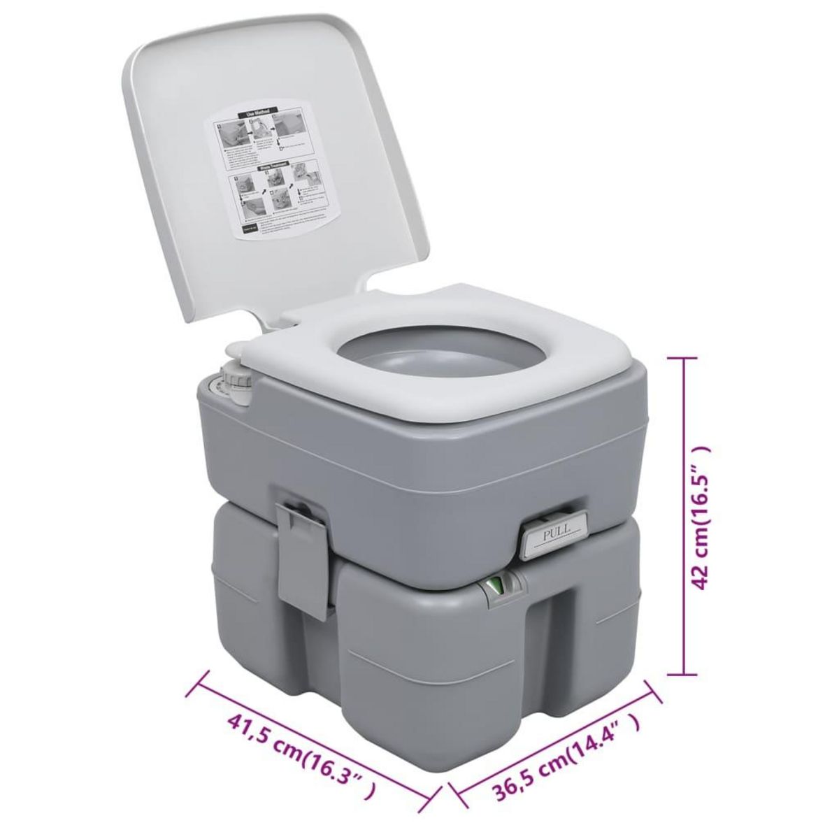 VIDAXL Toilette portable de camping Gris 20+10 L