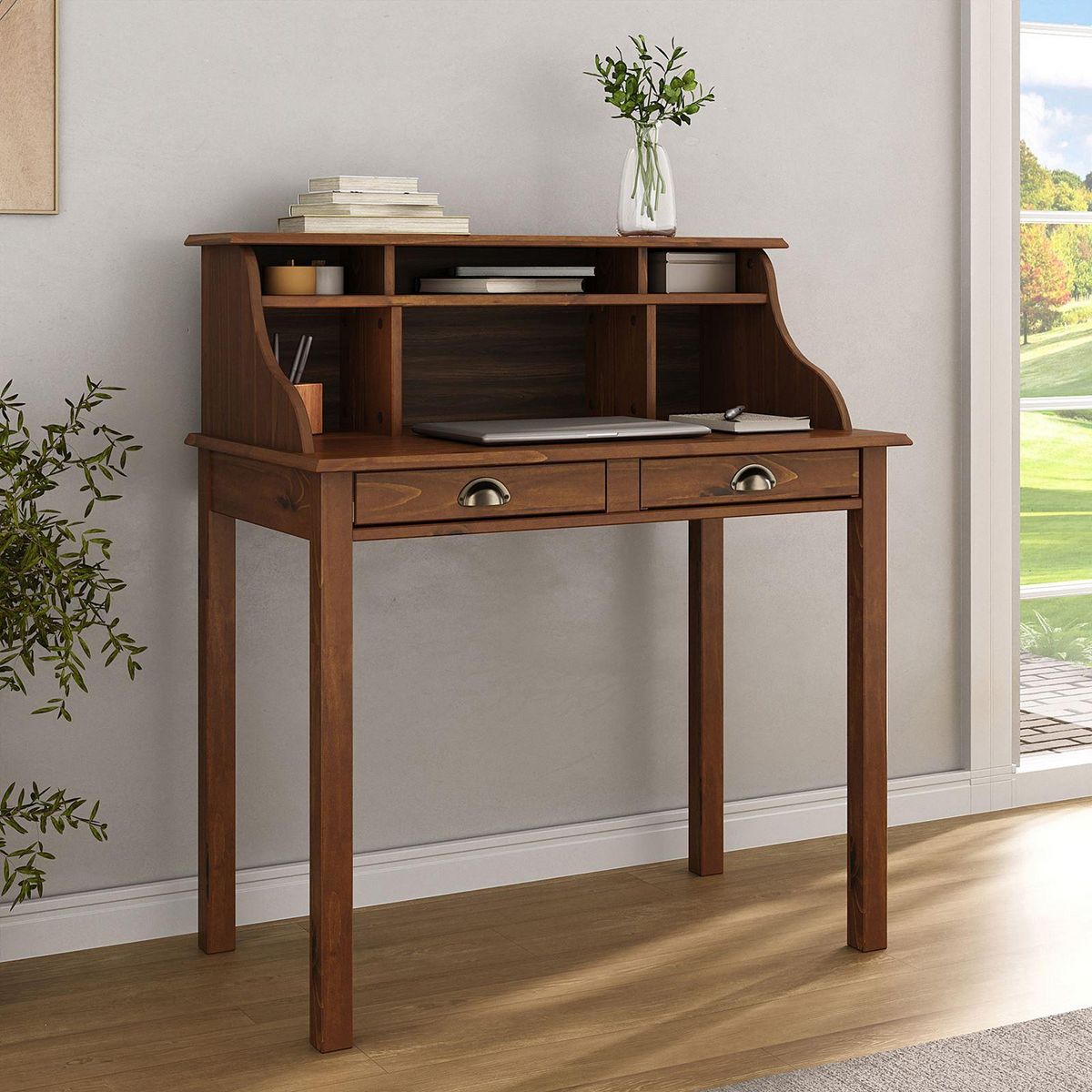 IDIMEX Bureau secrétaire MARLENE, avec 2 tiroirs, en pin massif