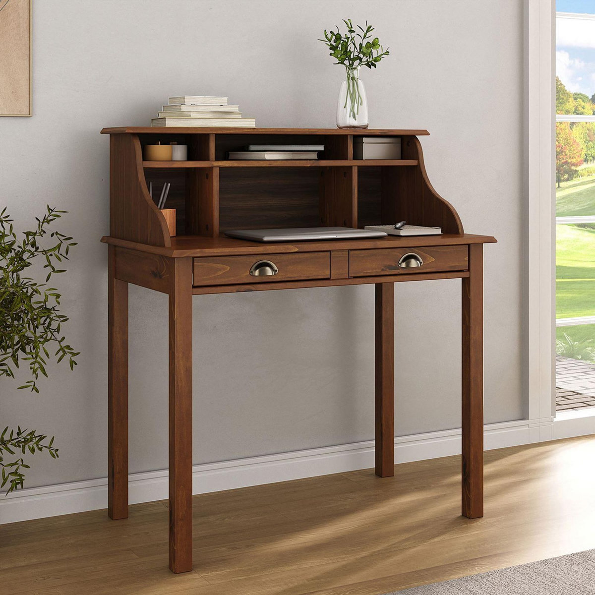 IDIMEX Bureau secrétaire MARLENE, avec 2 tiroirs, en pin massif