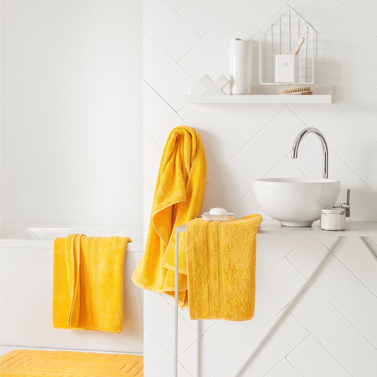 TODAY Lot 2 serviettes + 2 gants de toilette 500 g/m² JUS de SAFRAN